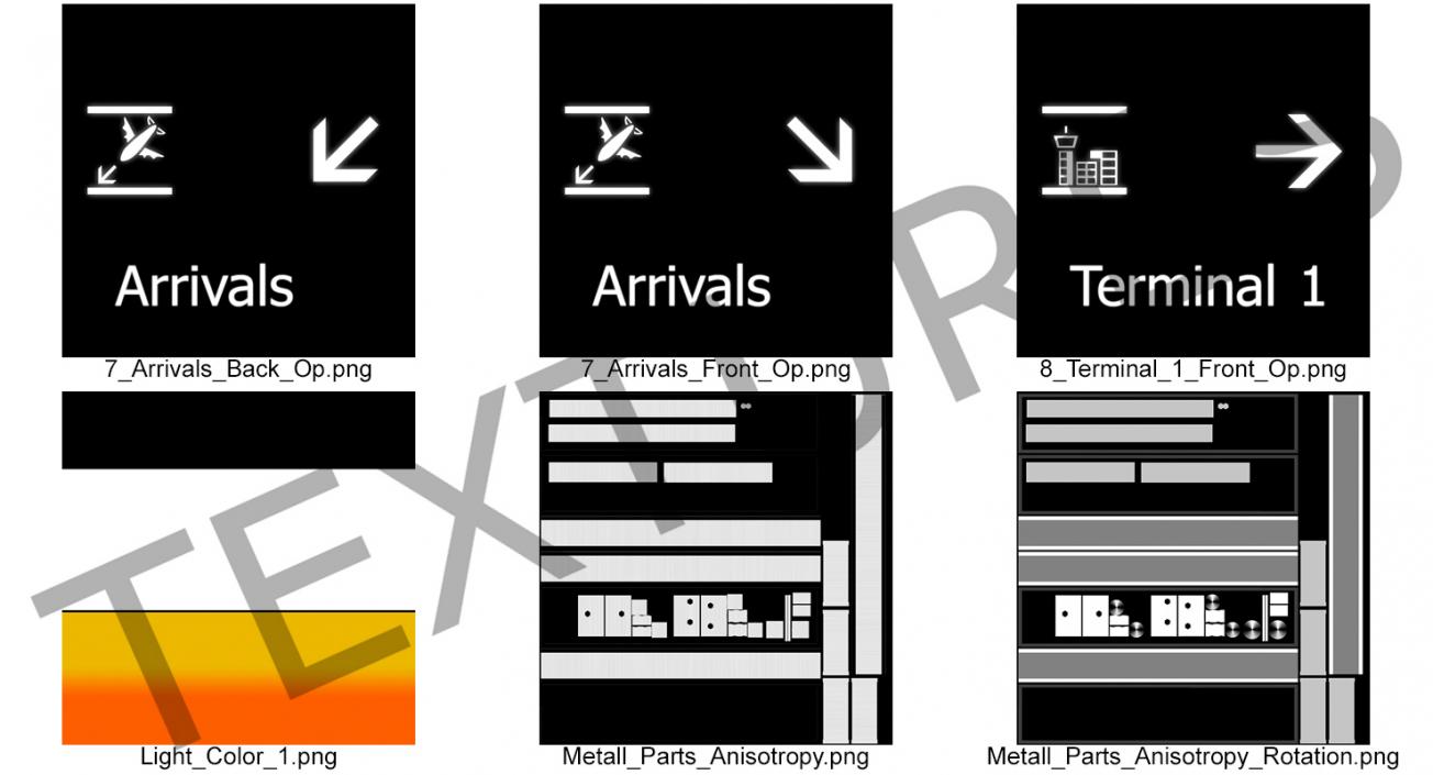 3D Airport Signs Arrivals Terminal