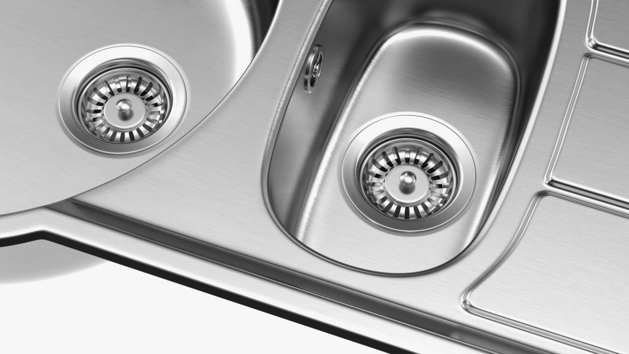 3D model Double Bowl Stainless Steel Kitchen Sink