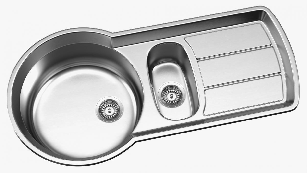 3D model Double Bowl Stainless Steel Kitchen Sink