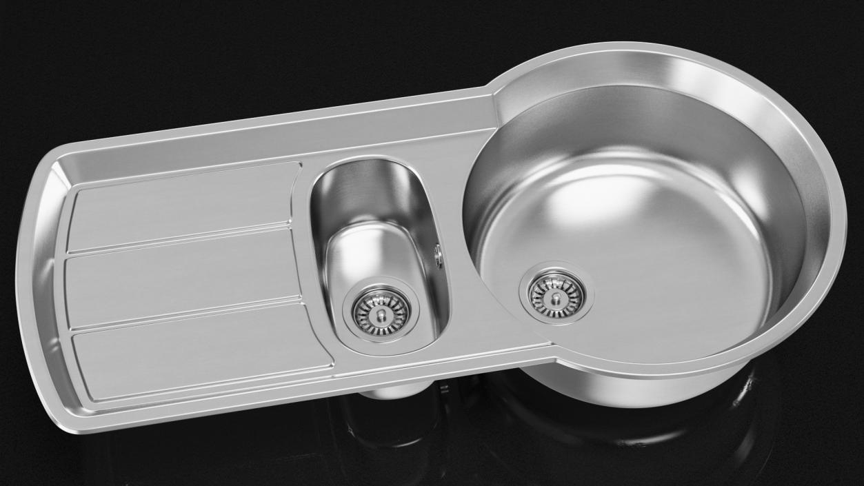 3D model Double Bowl Stainless Steel Kitchen Sink