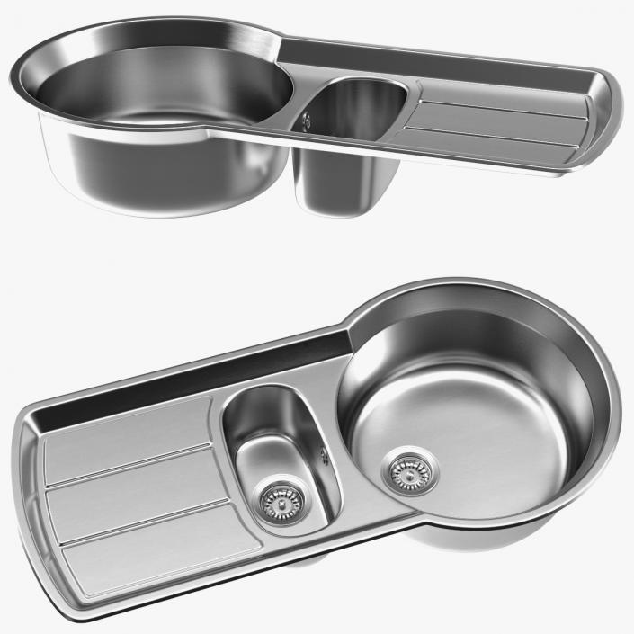 3D model Double Bowl Stainless Steel Kitchen Sink