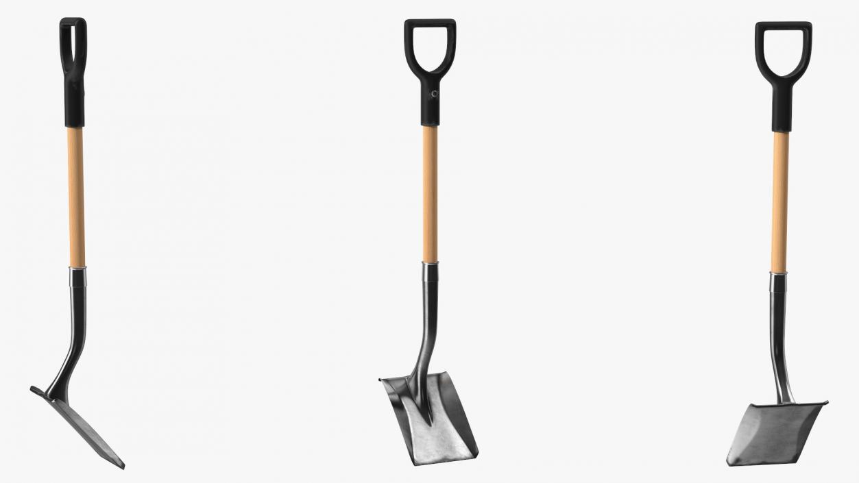 3D model D-Handle Square Point Wooden Shovel