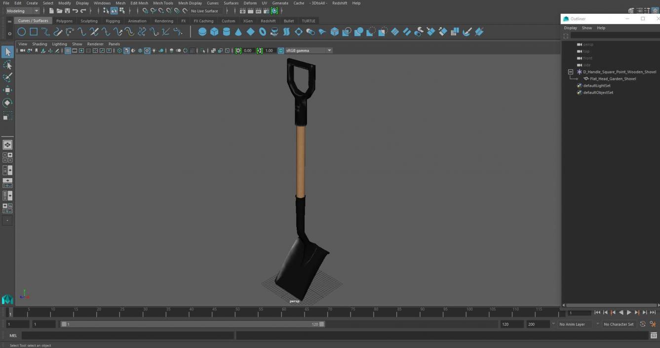 3D model D-Handle Square Point Wooden Shovel