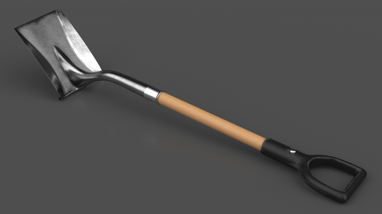 3D model D-Handle Square Point Wooden Shovel