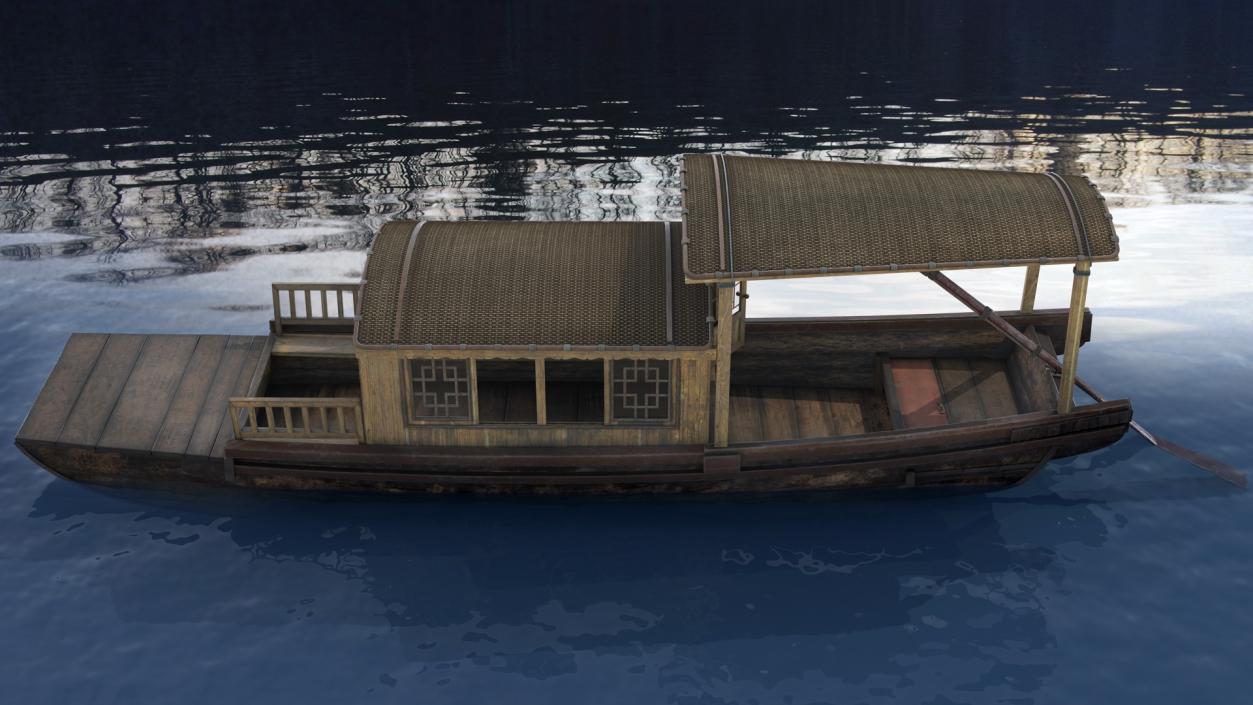 3D model Old Traditional Chinese Wooden Passenger Boat