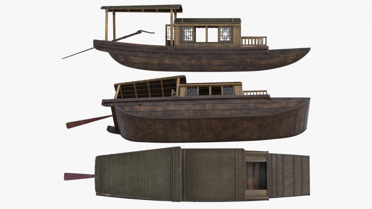 3D model Old Traditional Chinese Wooden Passenger Boat