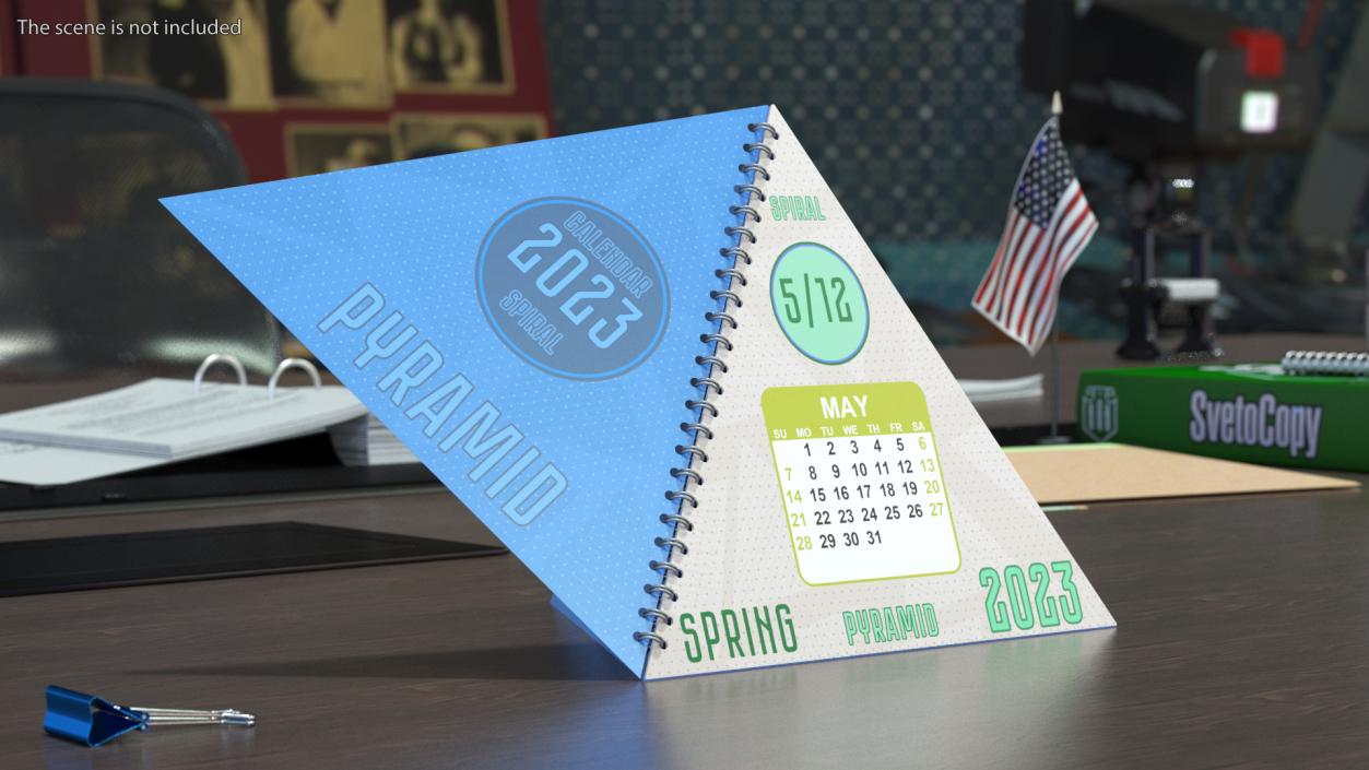 3D Pyramid Desk Calendar Mockup model