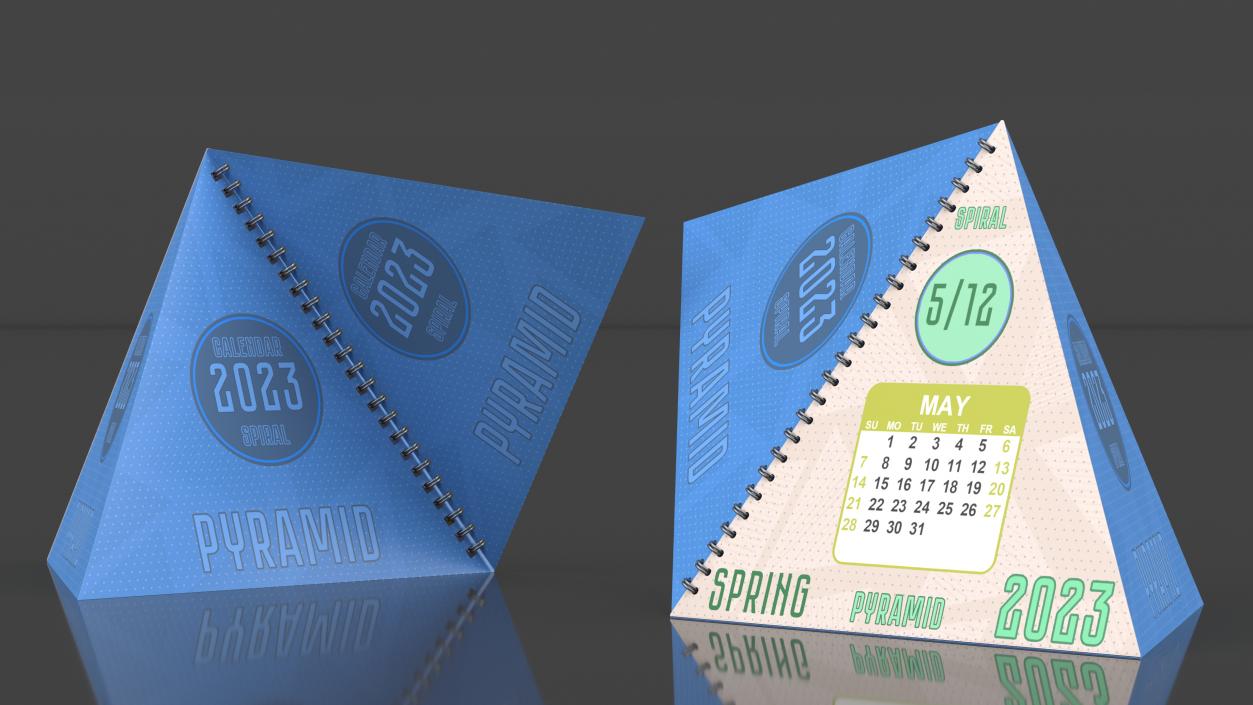 3D Pyramid Desk Calendar Mockup model