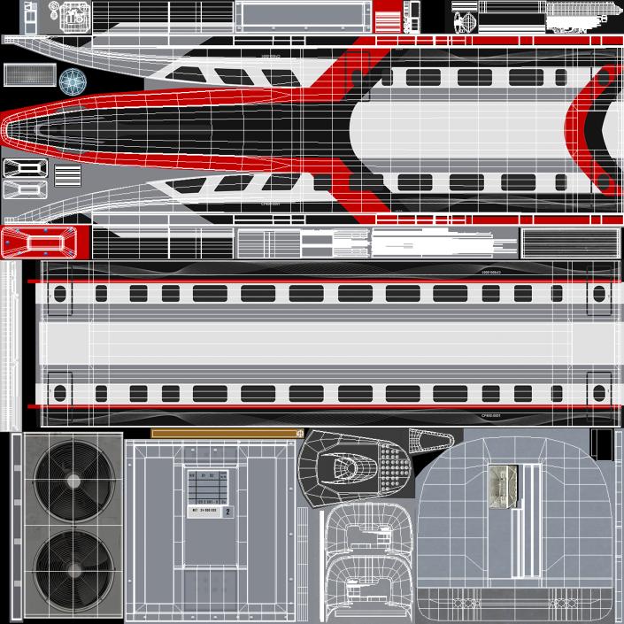 3D model High Speed Maglev Train Red on Rail