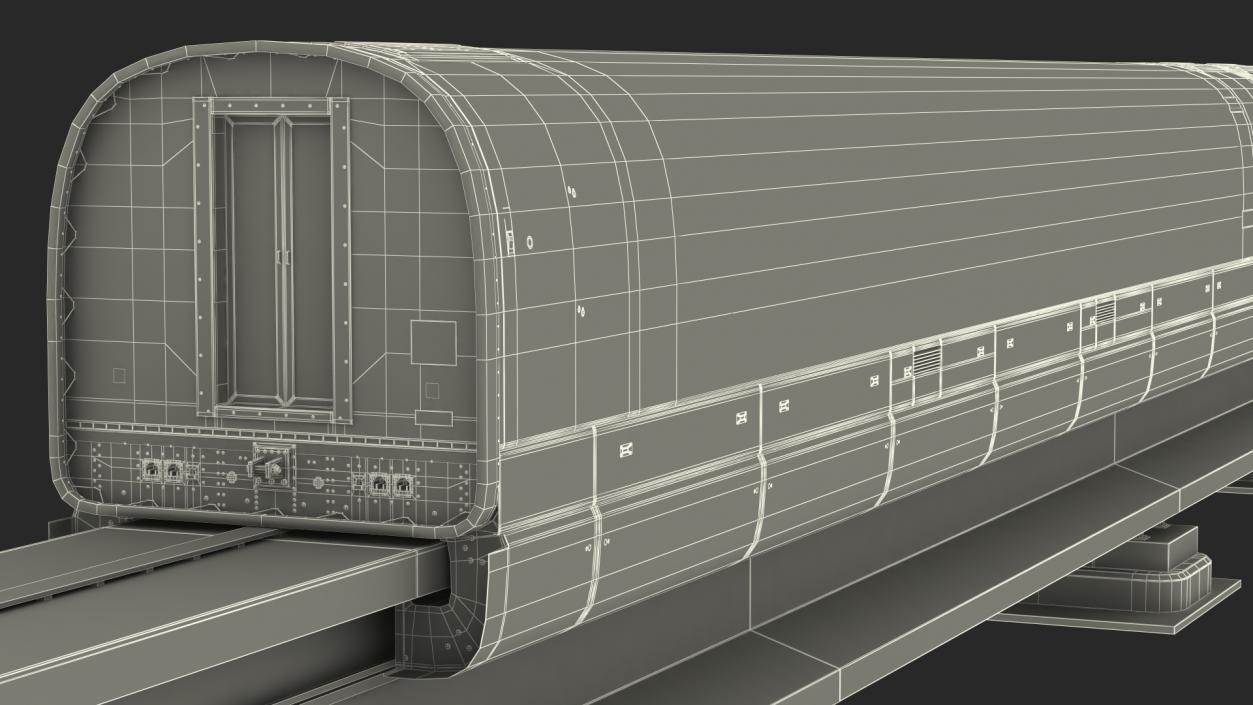 3D model High Speed Maglev Train Red on Rail