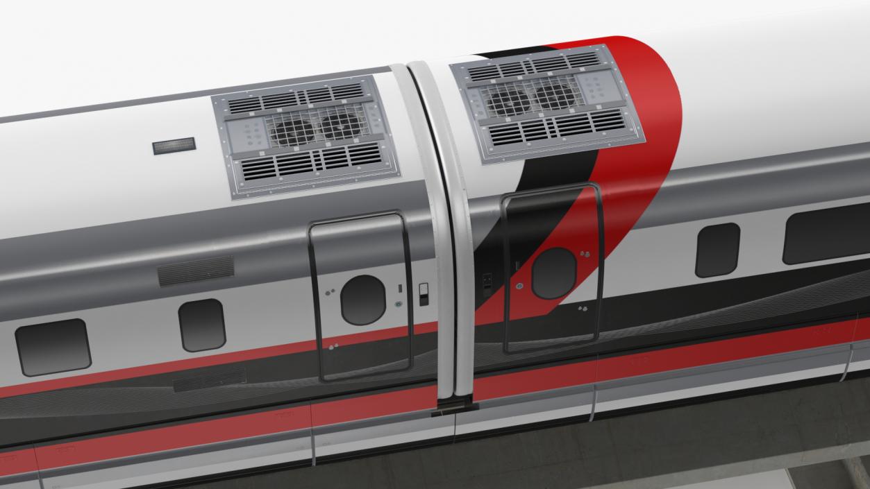 3D model High Speed Maglev Train Red on Rail