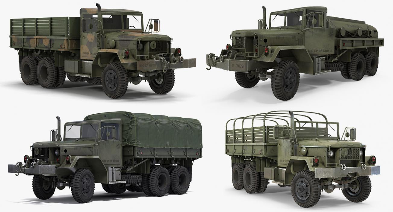 US Army WWII Rigged Trucks Collection 3D