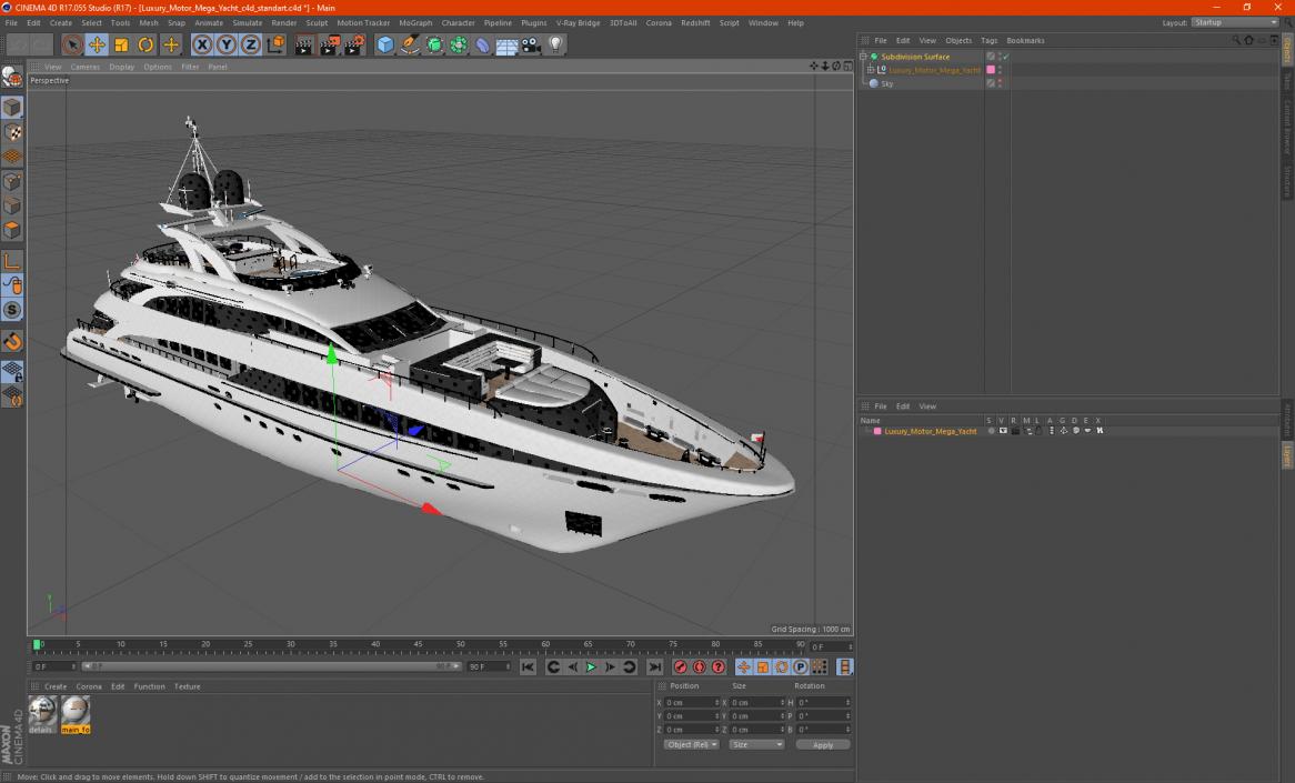 3D Luxury Motor Mega Yacht model