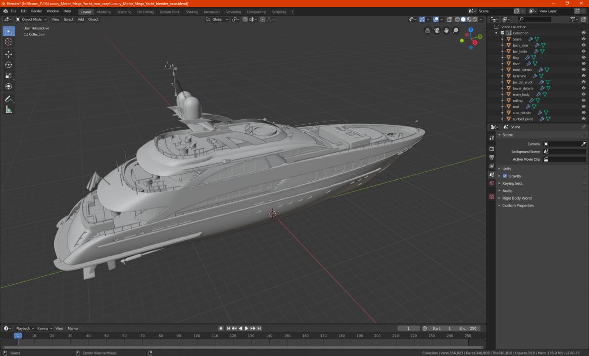 3D Luxury Motor Mega Yacht model