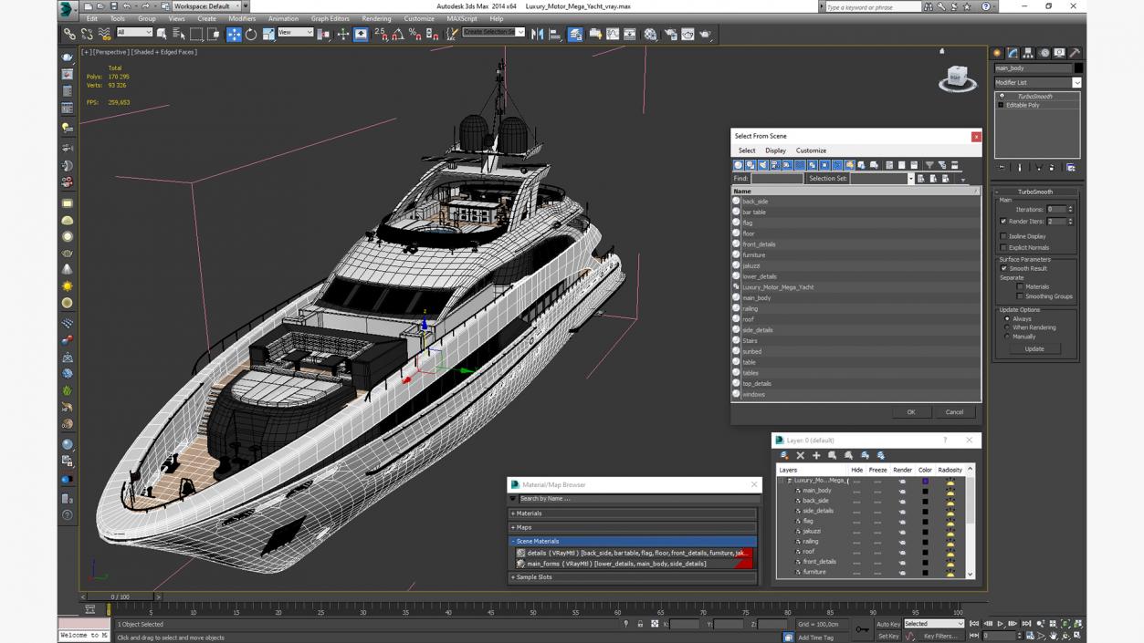 3D Luxury Motor Mega Yacht model