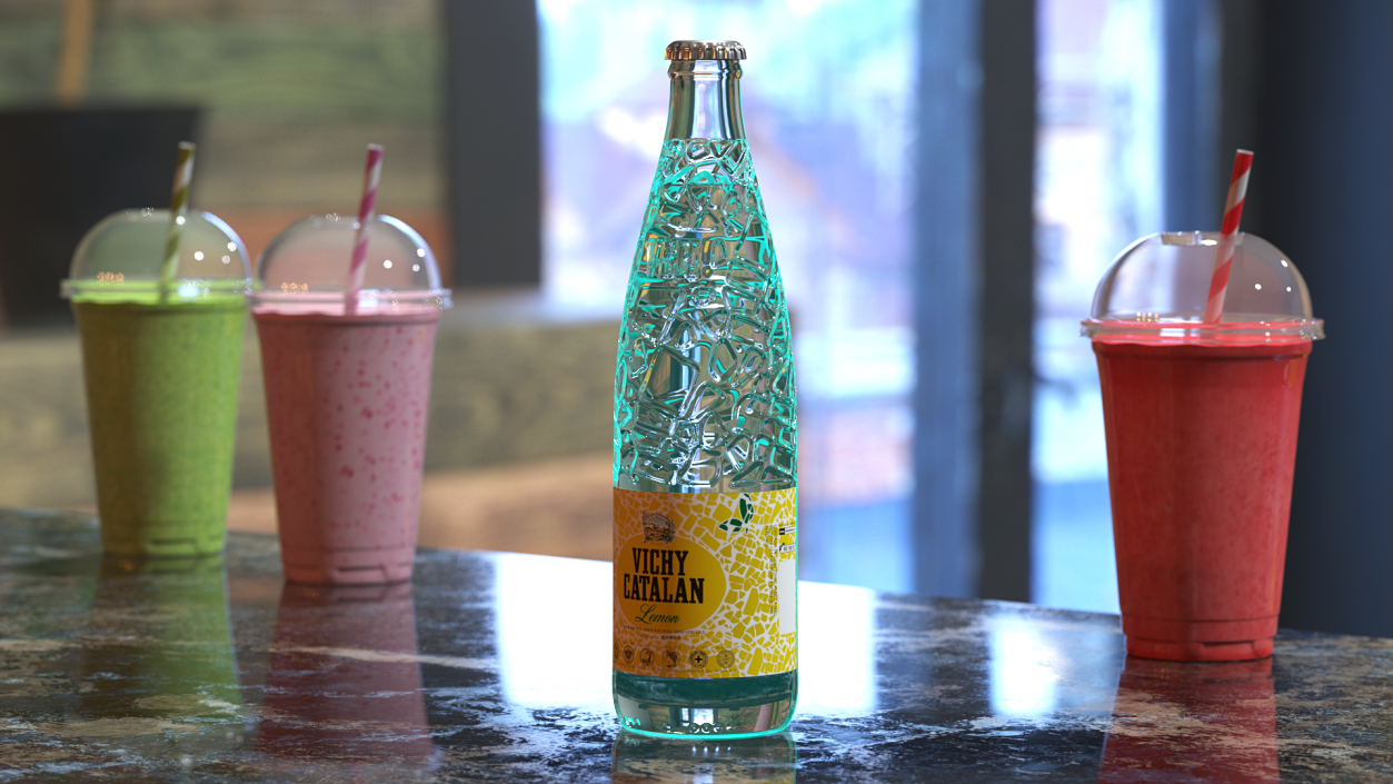 3D Mineral Water Vichy Catalan Lemon model