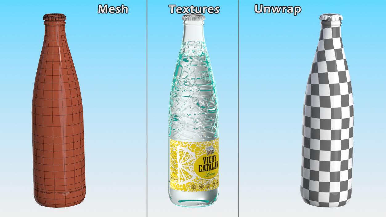 3D Mineral Water Vichy Catalan Lemon model