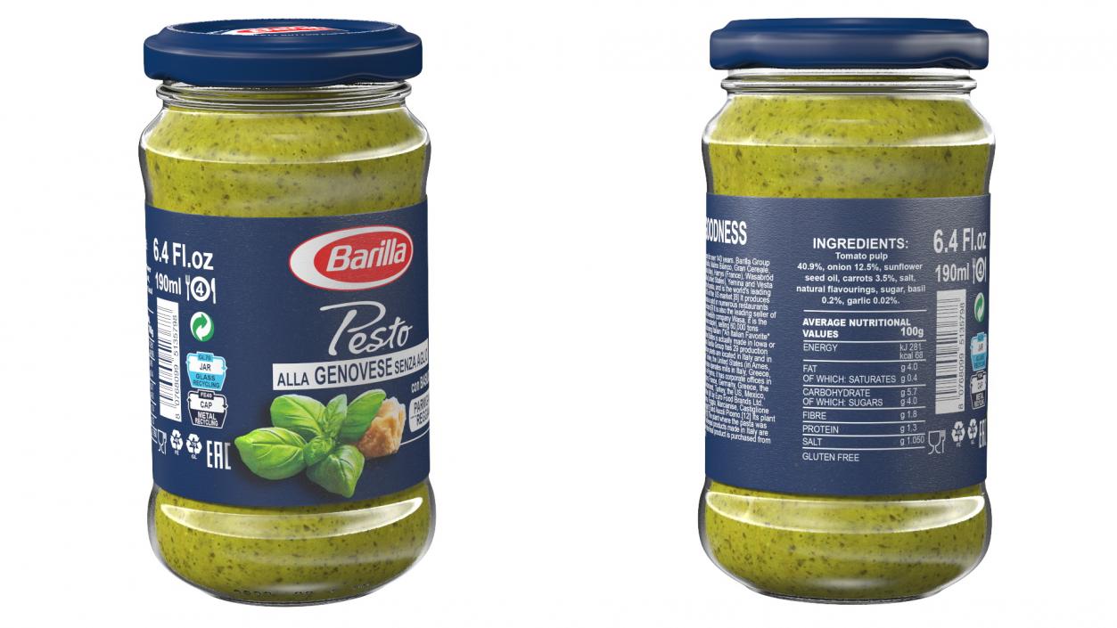 3D model Barilla Genovese Pesto Sauce 190 ml