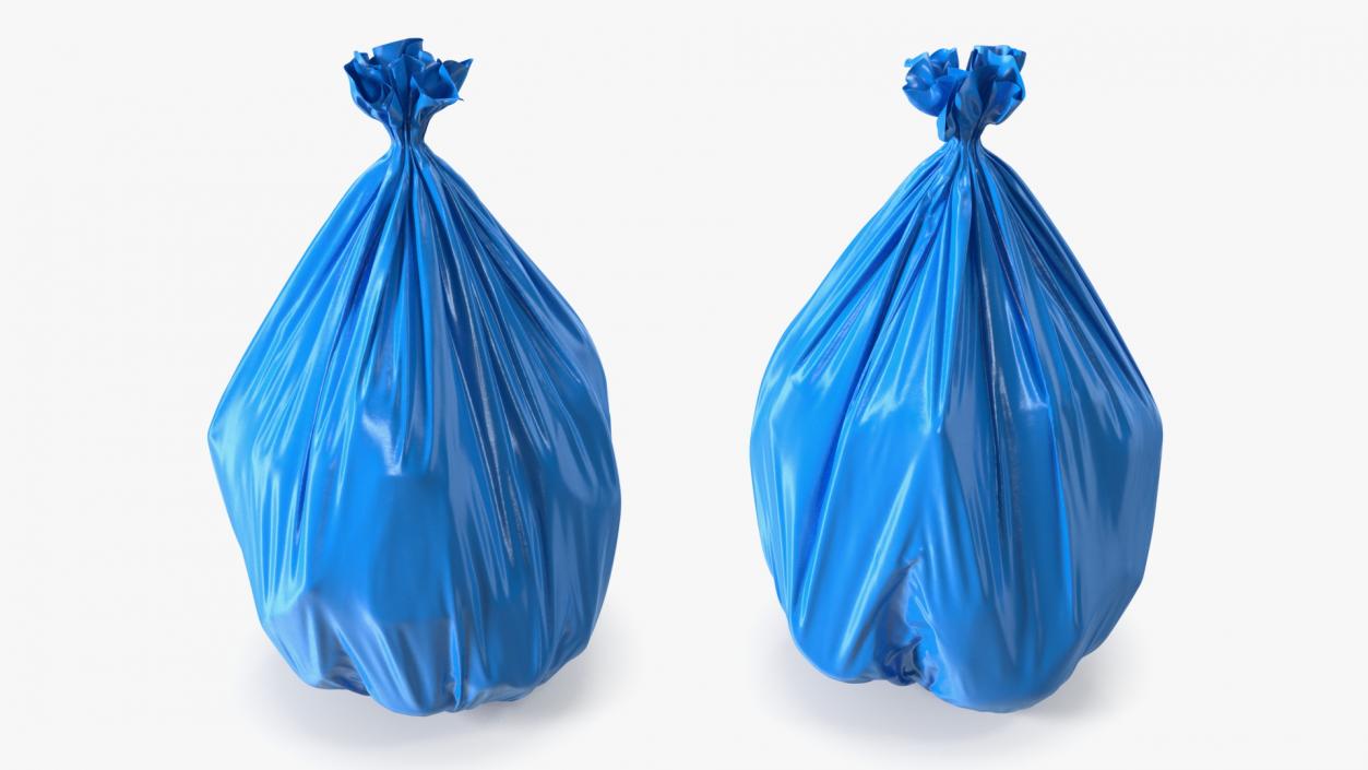 3D Blue Trash Bag Closed