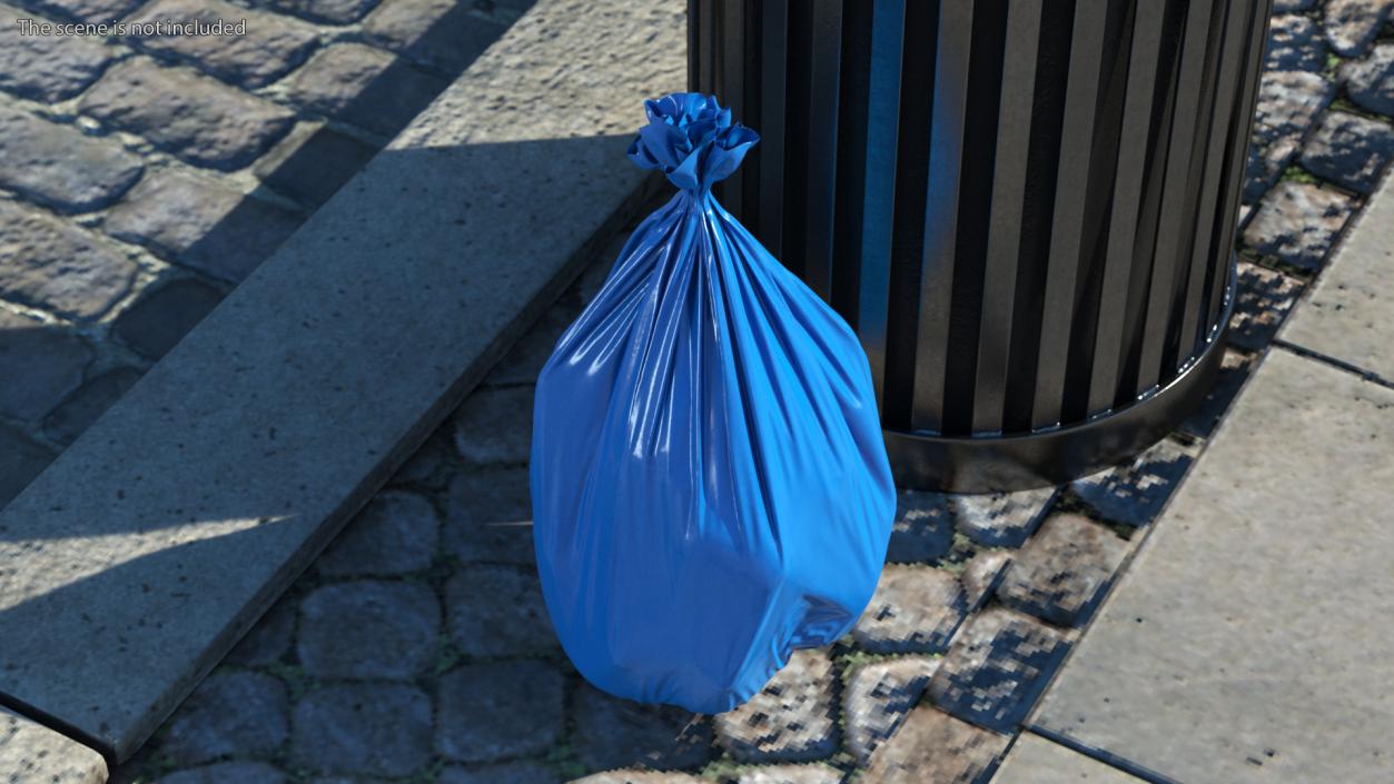 3D Blue Trash Bag Closed