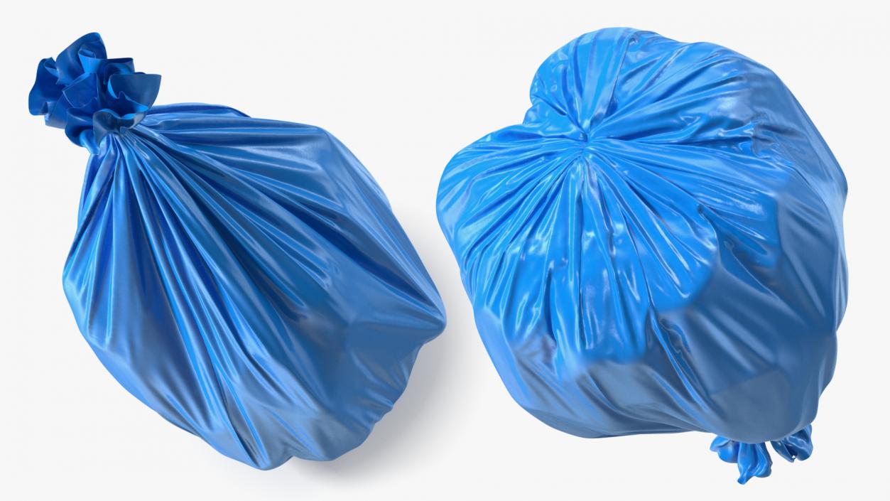 3D Blue Trash Bag Closed