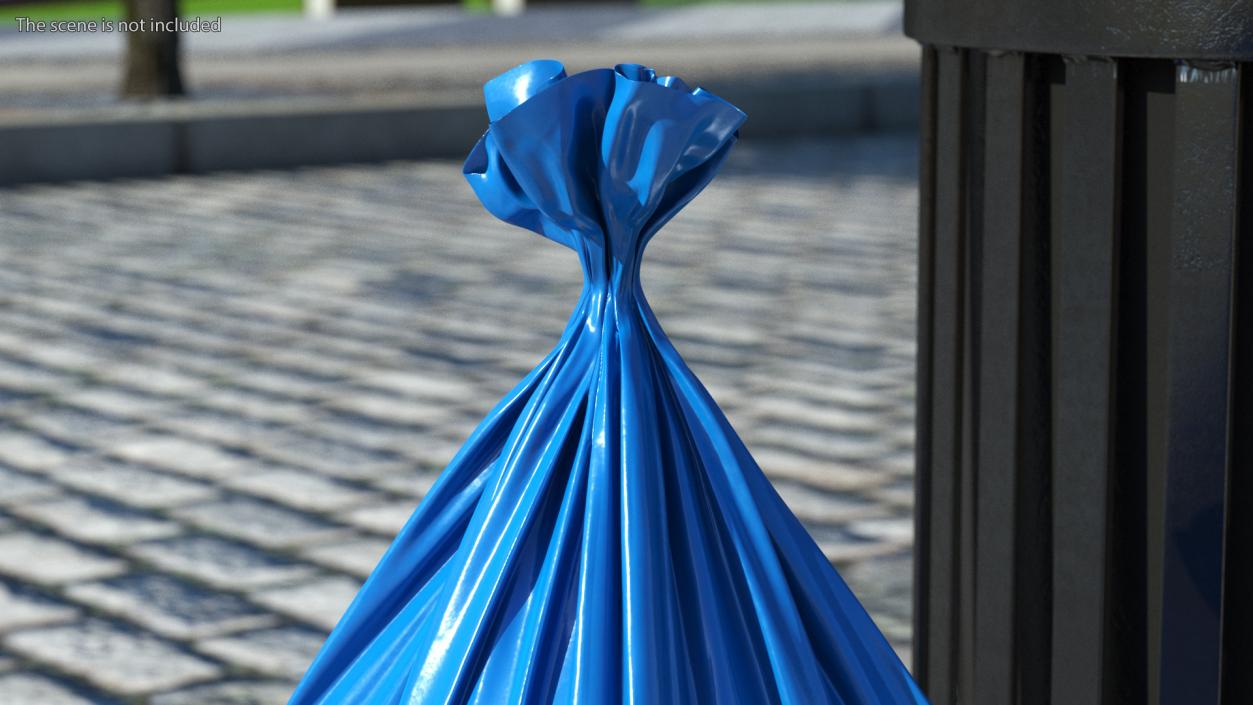 3D Blue Trash Bag Closed