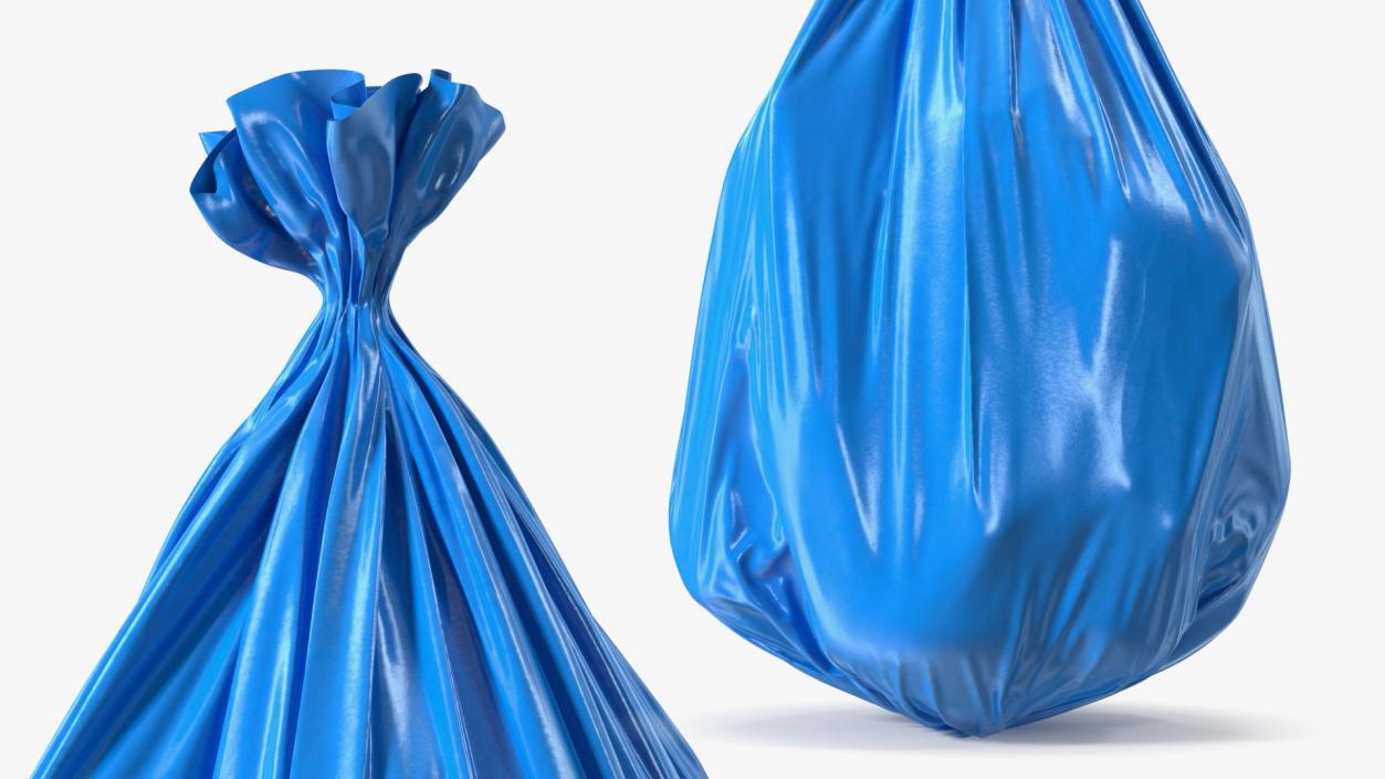 3D Blue Trash Bag Closed