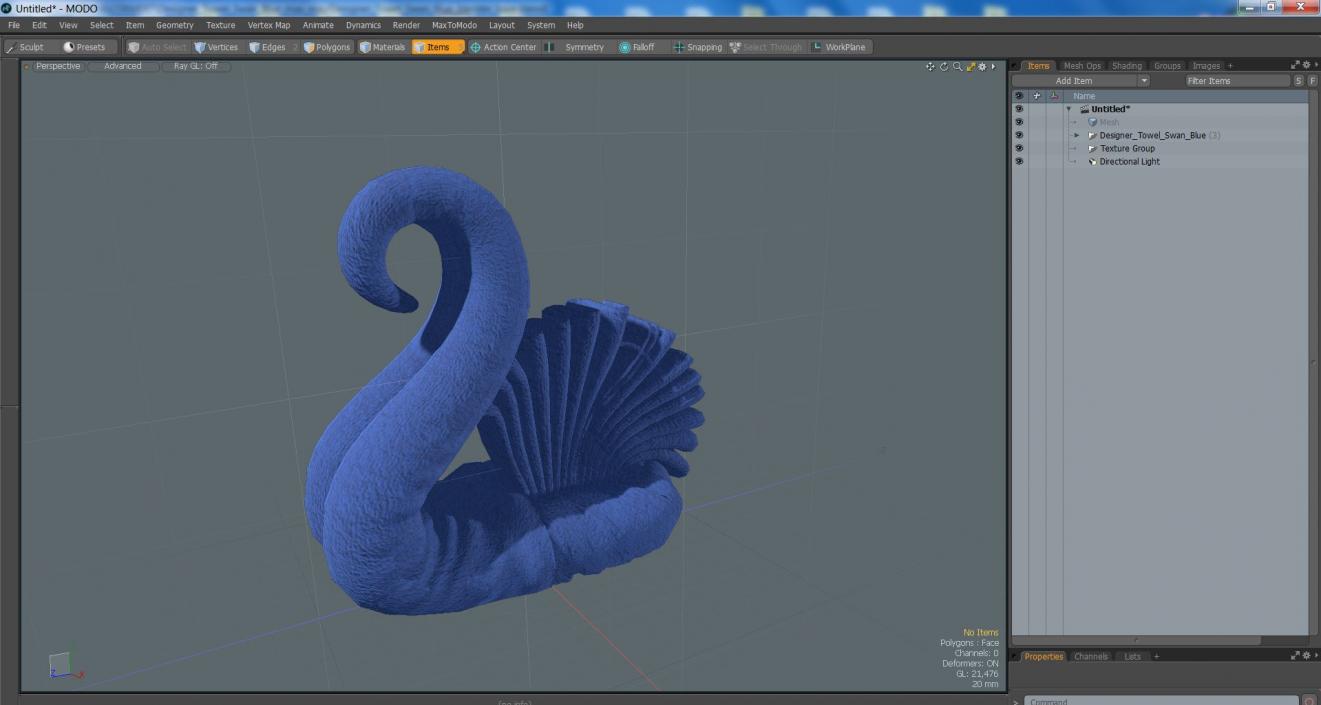 3D Designer Towel Swan Blue 2