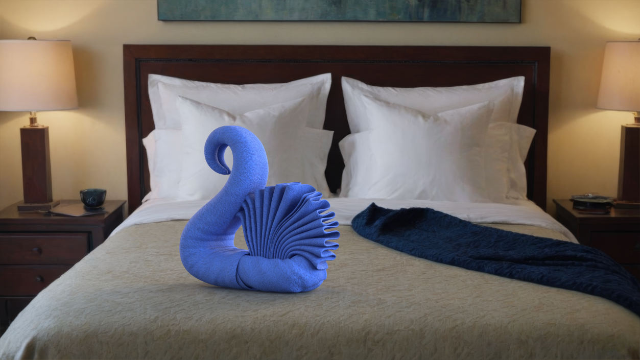 3D Designer Towel Swan Blue 2