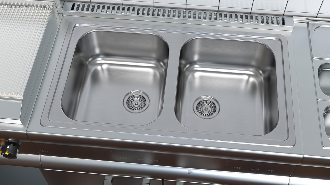 3D model Double Bowl Integrated Kitchen Sink