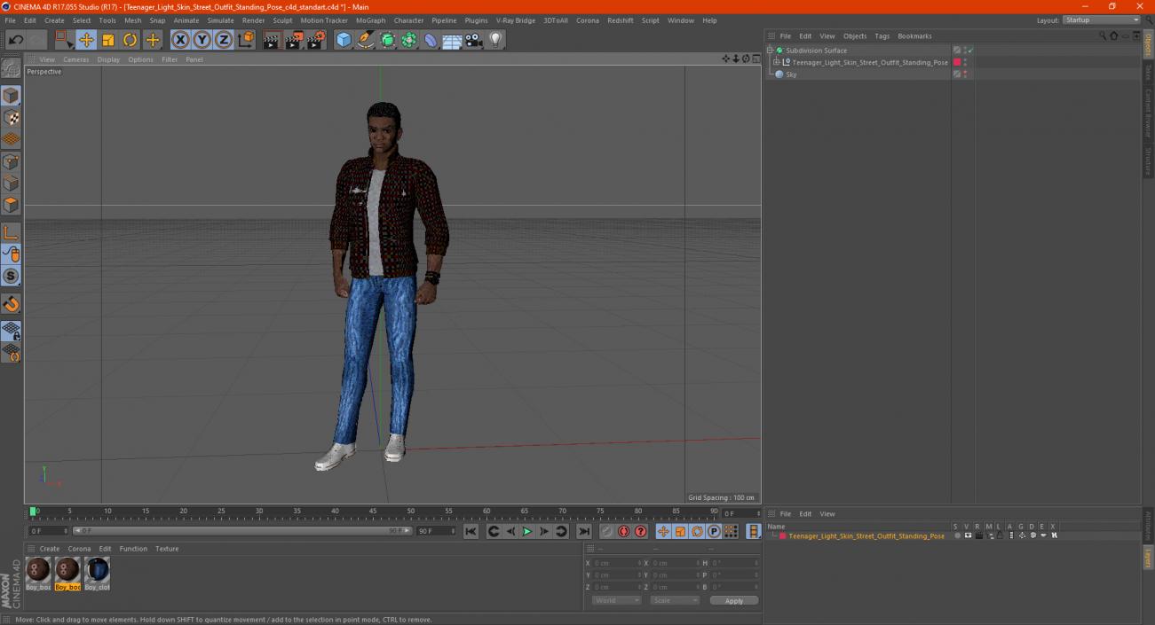 Teenager Light Skin Street Outfit Standing Pose 3D