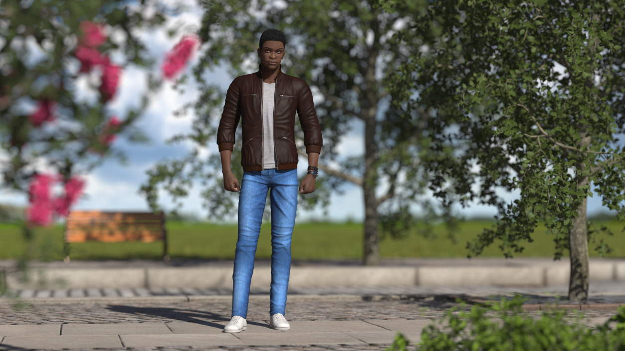 Teenager Light Skin Street Outfit Standing Pose 3D