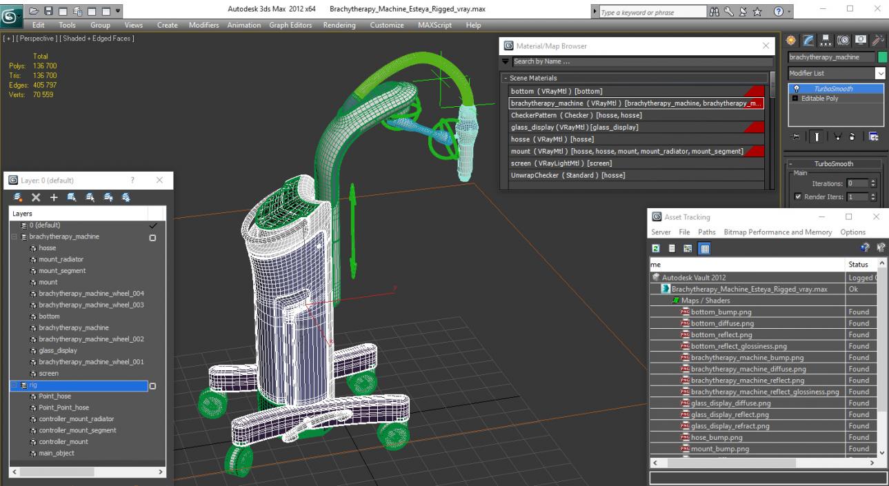 3D model Brachytherapy Machine Esteya Rigged