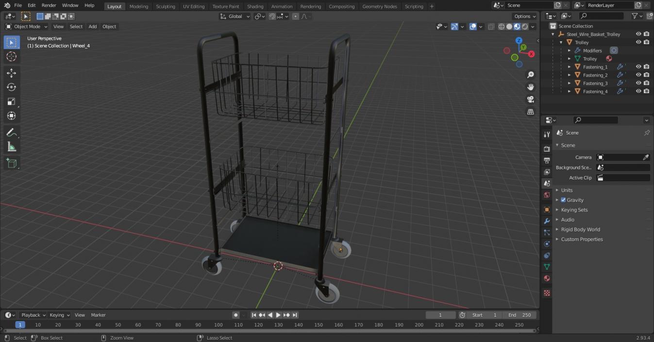 3D model Steel Wire Basket Trolley