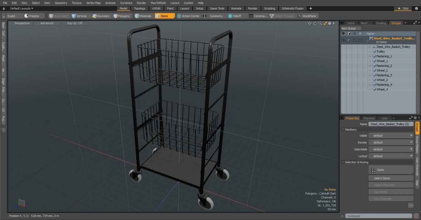 3D model Steel Wire Basket Trolley