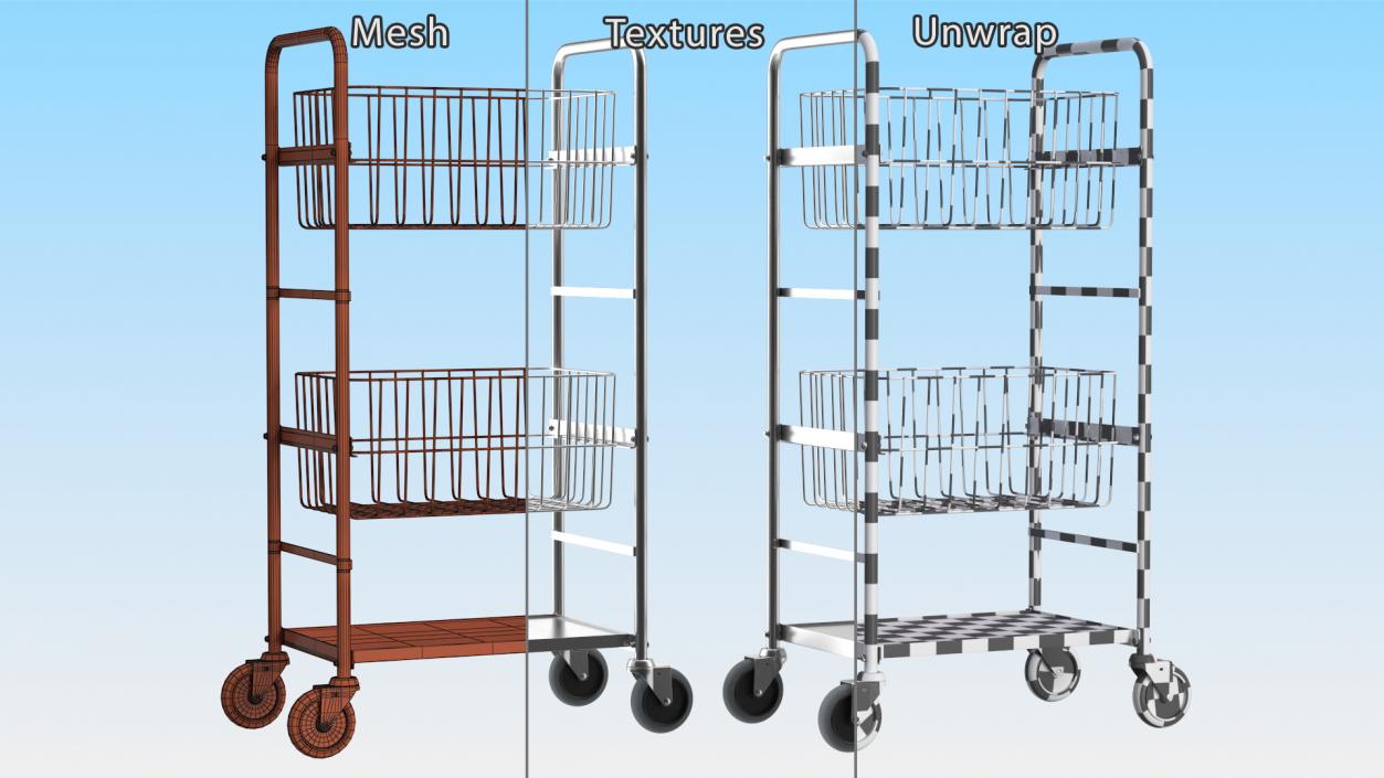 3D model Steel Wire Basket Trolley