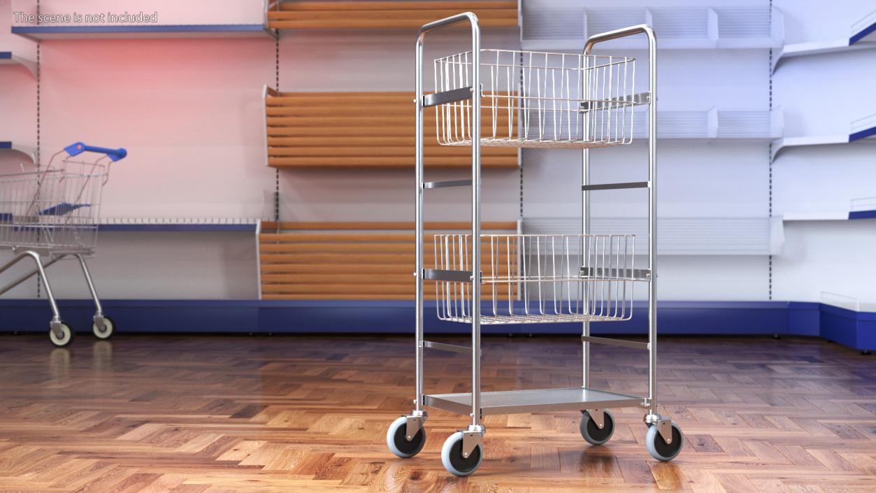 3D model Steel Wire Basket Trolley