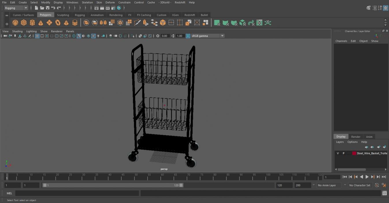 3D model Steel Wire Basket Trolley