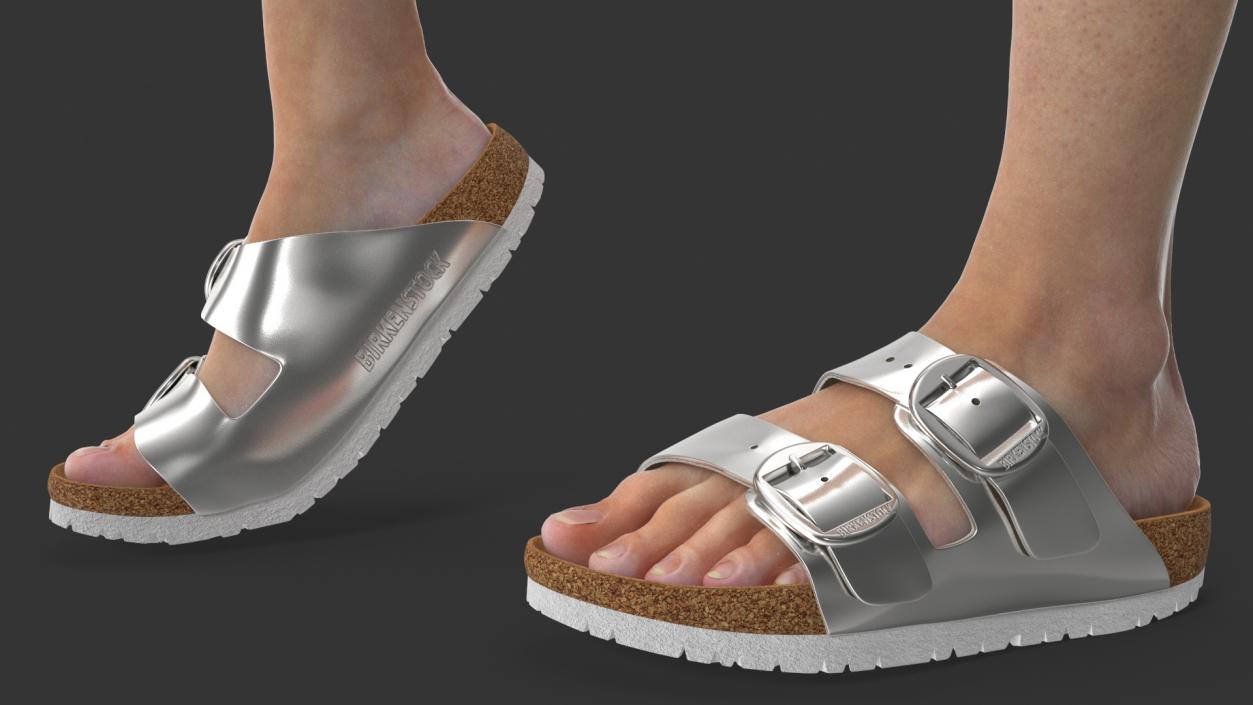 Womens Feet in Casual Flip-Flops 3D