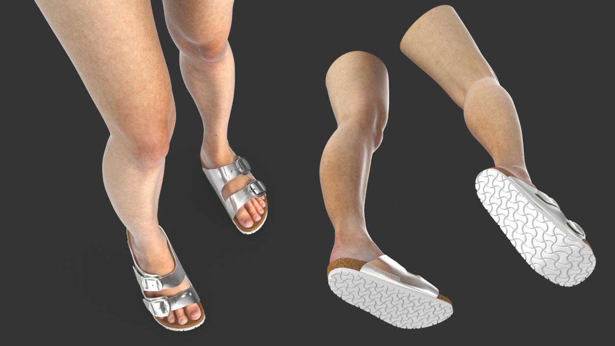 Womens Feet in Casual Flip-Flops 3D