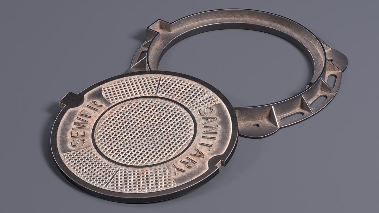 3D Steel Sewer Manhole Old model