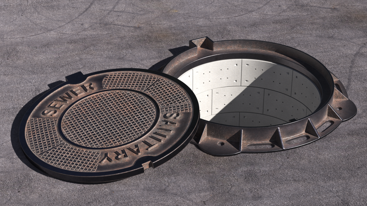 3D Steel Sewer Manhole Old model