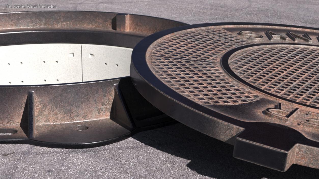 3D Steel Sewer Manhole Old model