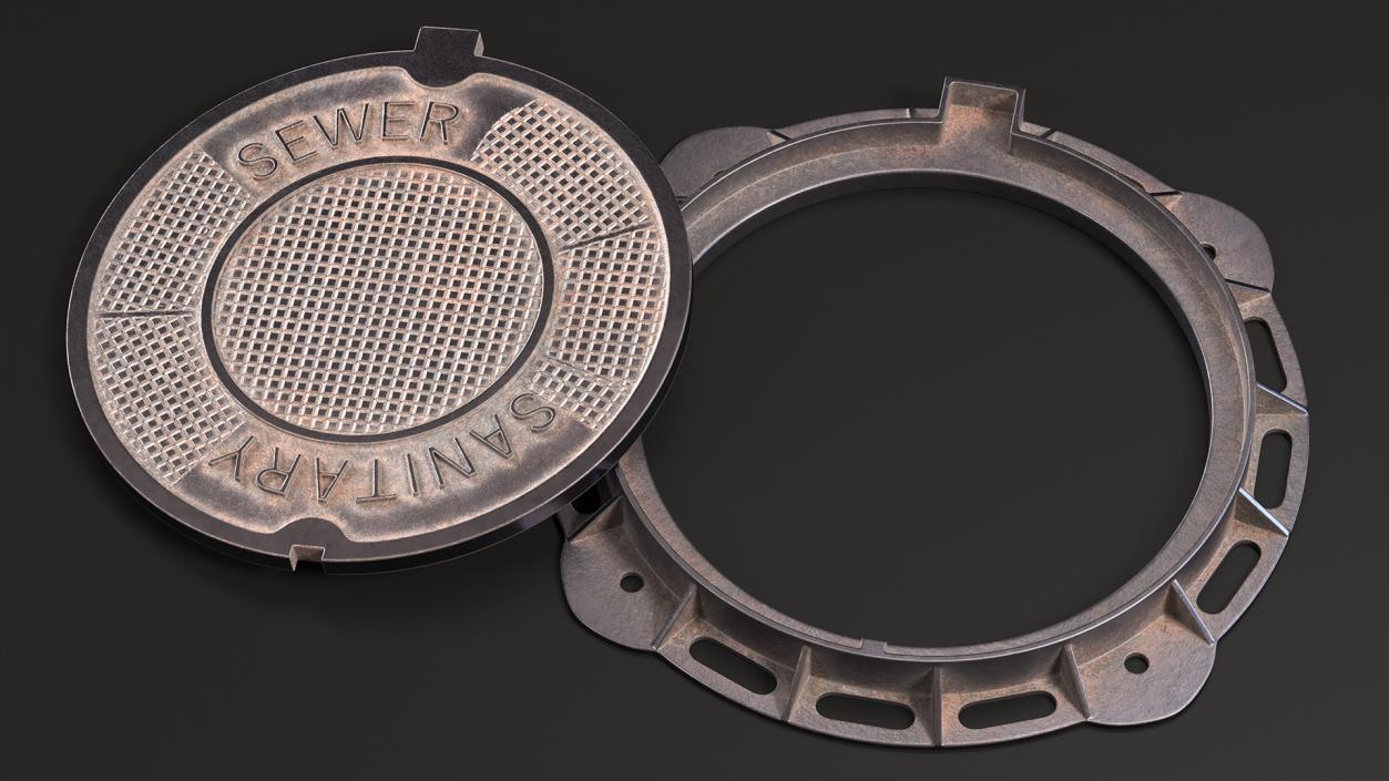 3D Steel Sewer Manhole Old model