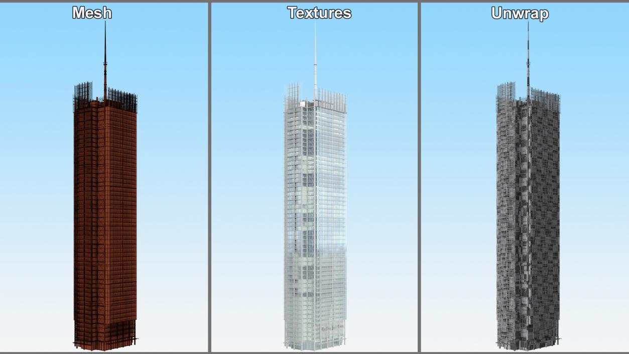 3D model New York Times Tower Lights On