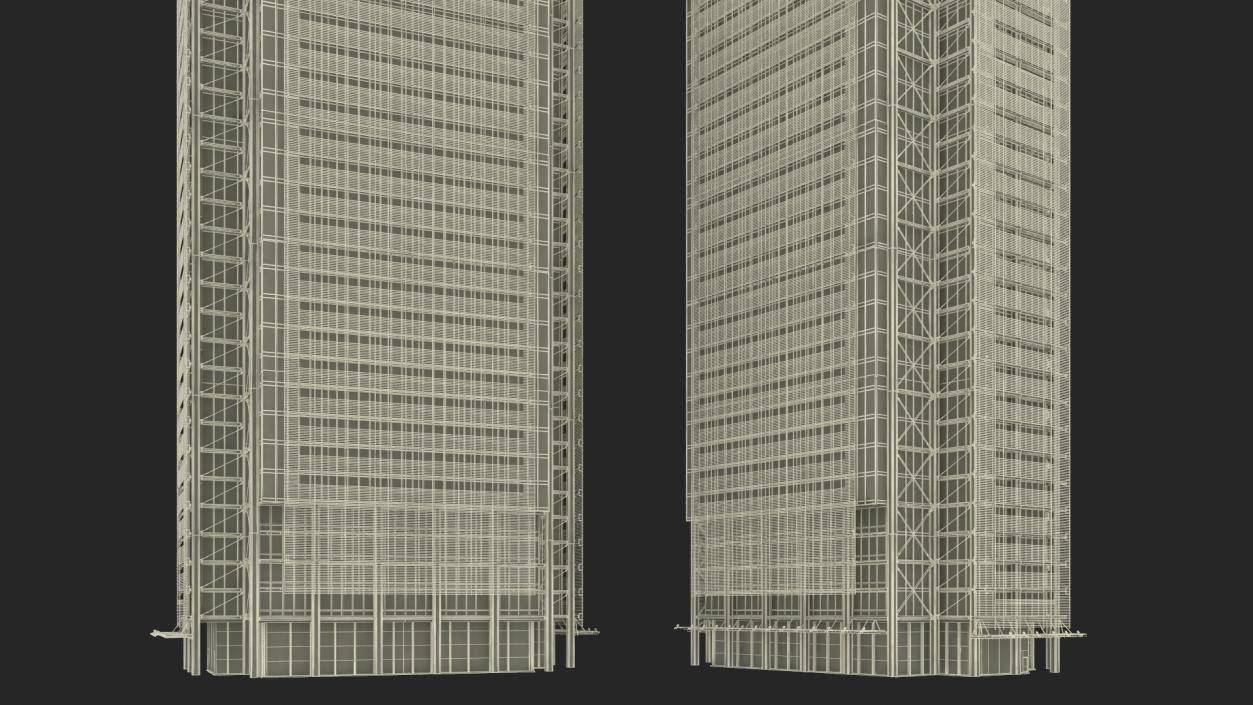 3D model New York Times Tower Lights On