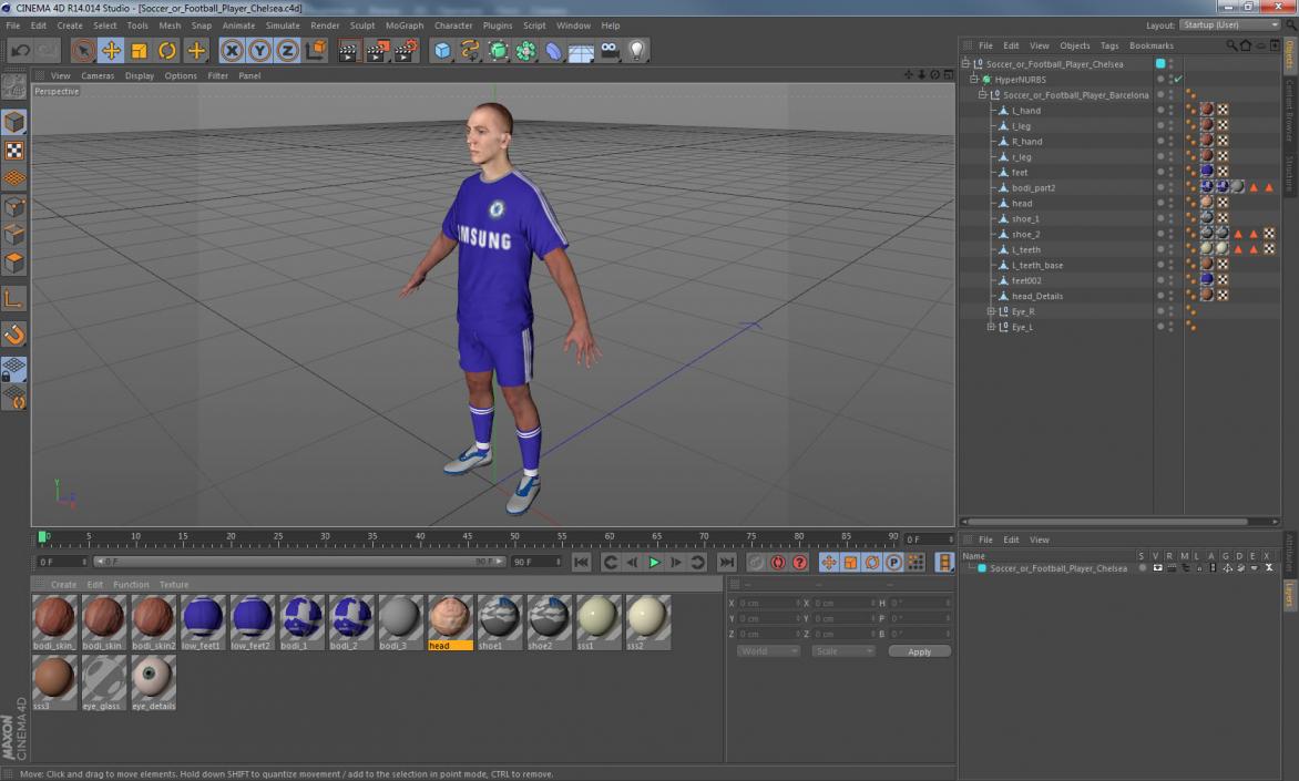 3D Soccer or Football Player Chelsea model