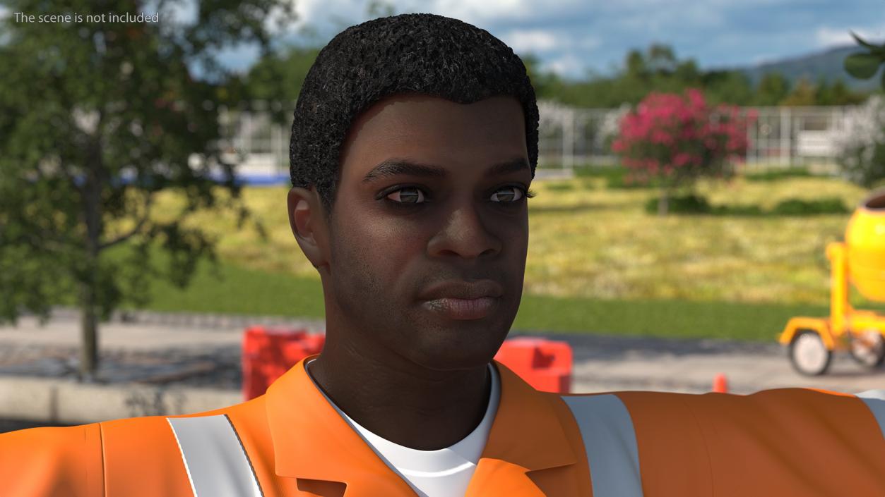 3D model African American Road Worker T Pose