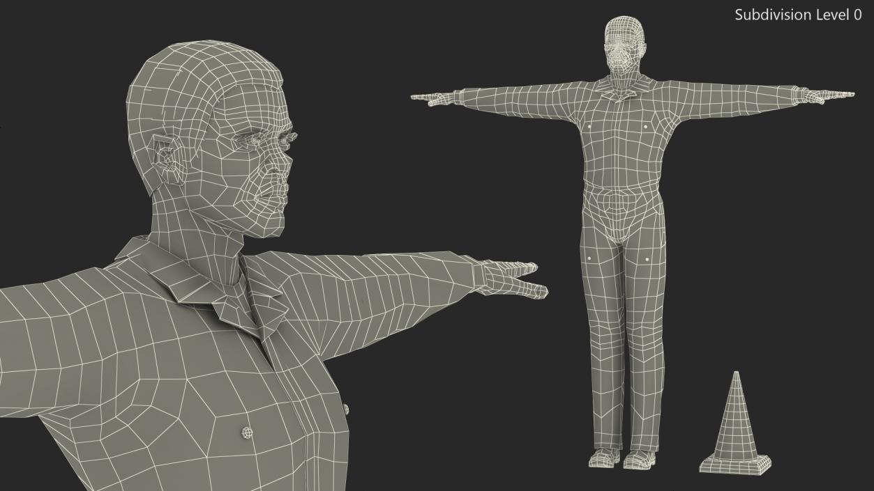 3D model African American Road Worker T Pose