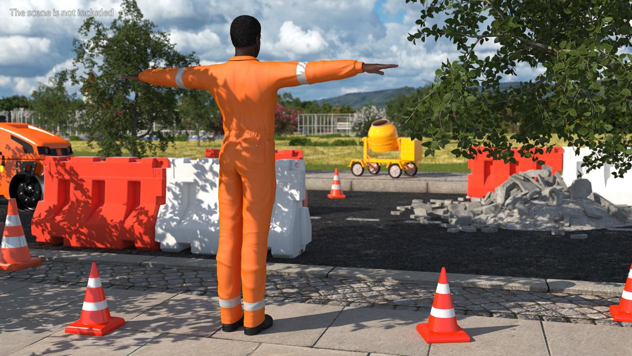 3D model African American Road Worker T Pose